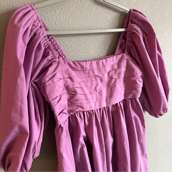 Abercrombie & Fitch Emerson Poplin Puff Sleeve Purple Mini Dress Medium - Picture 4 of 14